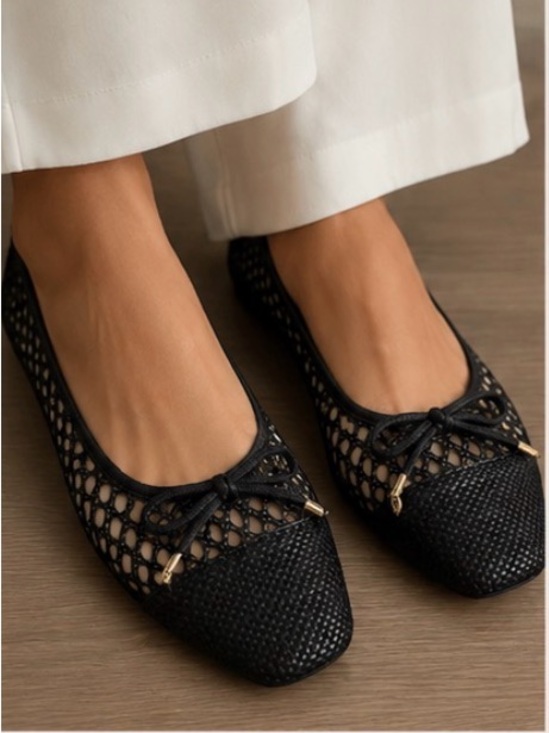Sam Edelman Shoes - Sam Edelman Black Women's Crochet Ballet Flats with Bow size 7